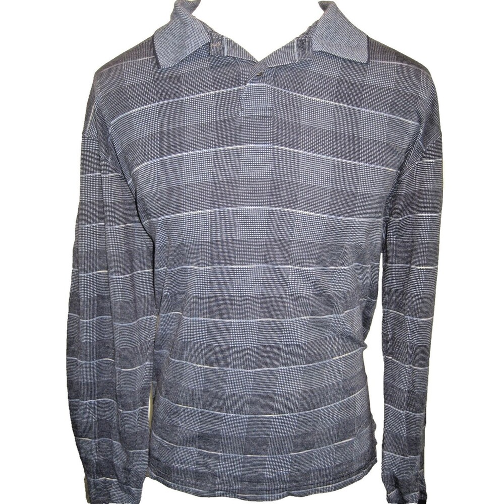 Womens Marc Edwards Blue Check LS Cotton Blend Golf Rugby Casual Shirt sz XL